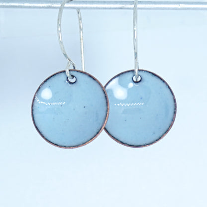Pale Blue Enamel Disc Earrings