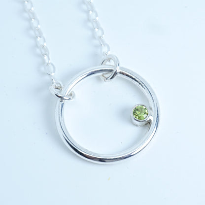 Sterling Silver Circle Necklace with Peridot