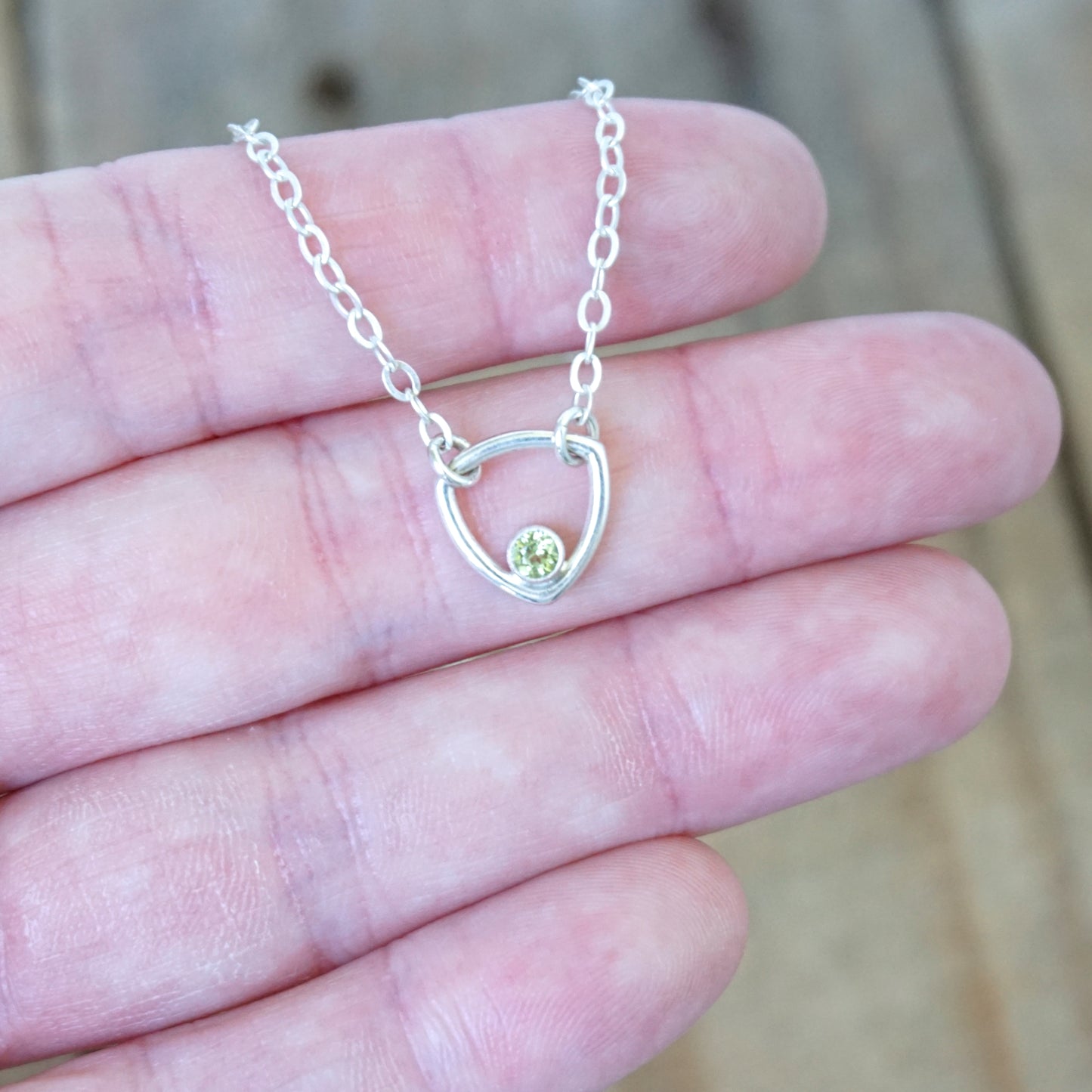 Sterling Silver Triangle Layering Necklace with Peridot