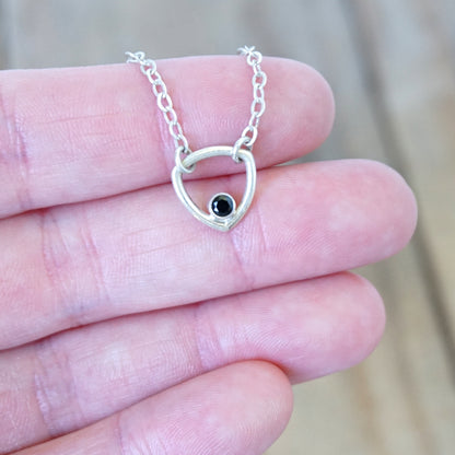 Sterling Silver Triangle Layering Necklace with Black Spinel