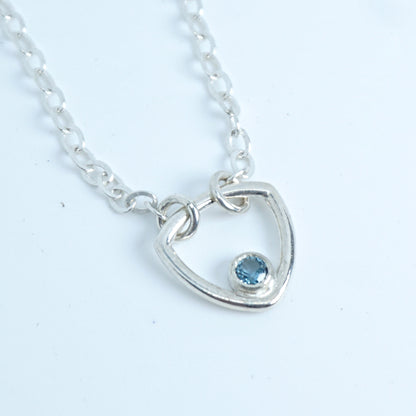 Sterling Silver Triangle Layering Necklace with Topaz Blue Colored Zircon