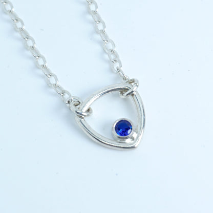 Sterling Silver Triangle Layering Necklace with Sapphire Blue Spinel