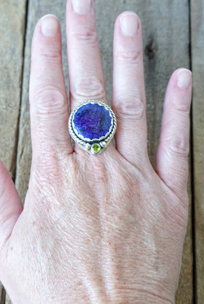 Size 9 Cobalt Blue Monarch Opal Statement Ring