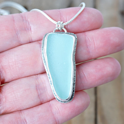 Soft Aqua Blue Sea Glass Pendant