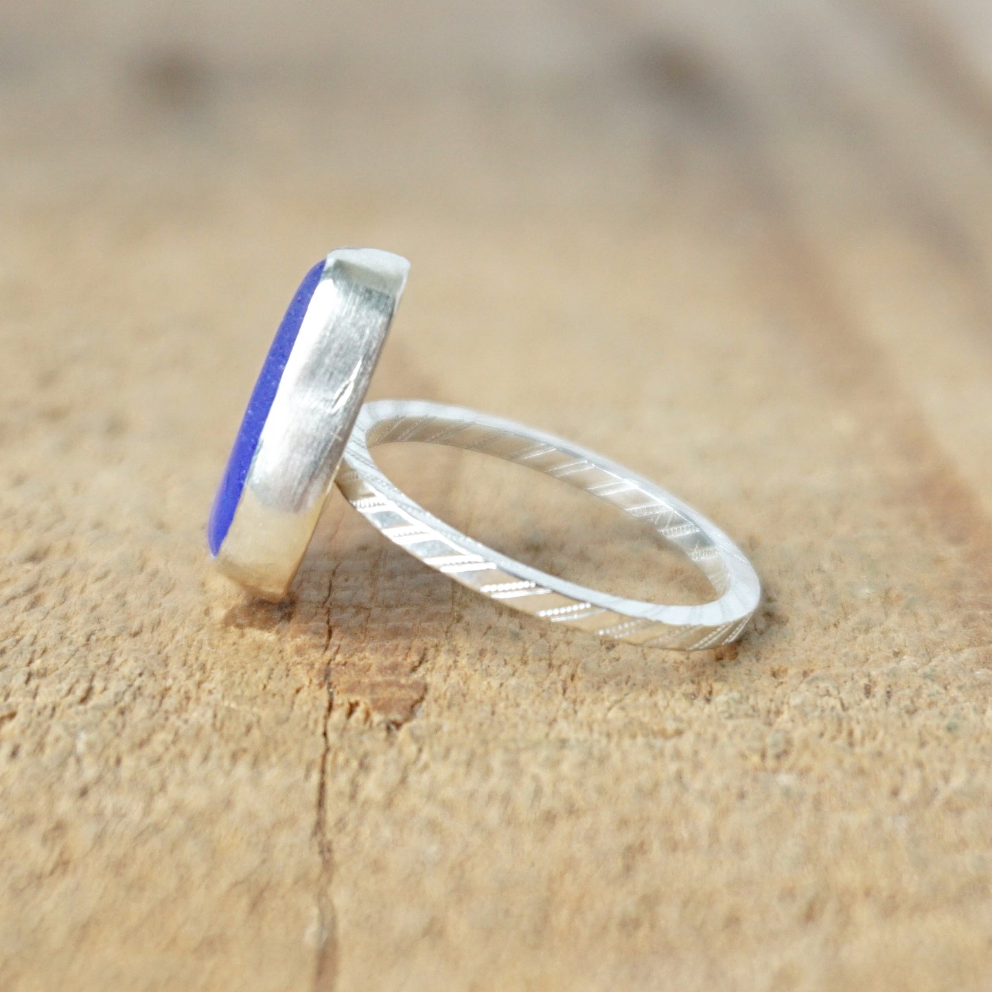 Size 8 Cornflower Blue Sea Glass Stacking Ring