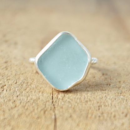 Size 6 1/2 Soft Aqua Blue Sea Glass Stacking Ring