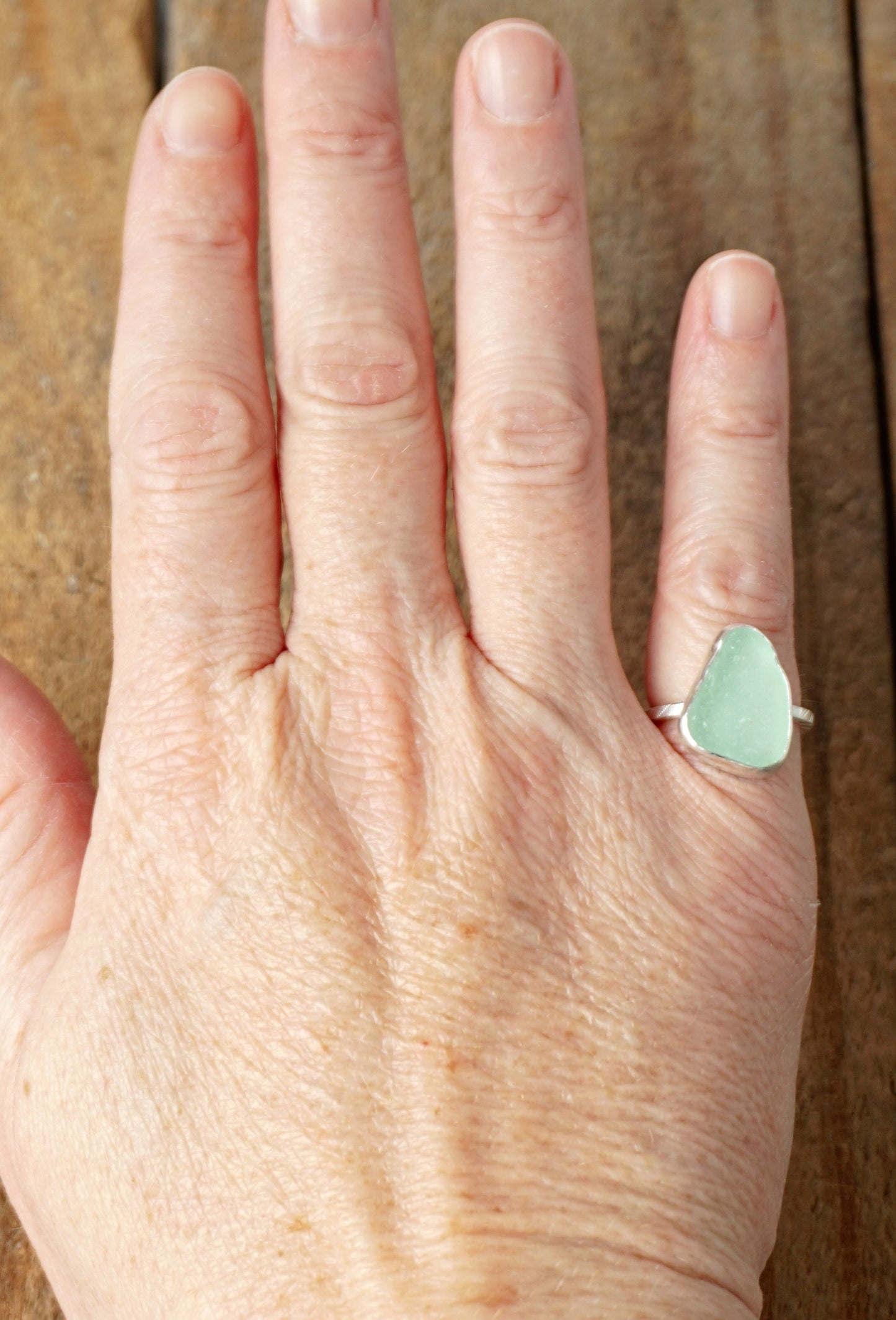 Size 5 1/2 Seafoam Green Sea Glass Stacking Ring