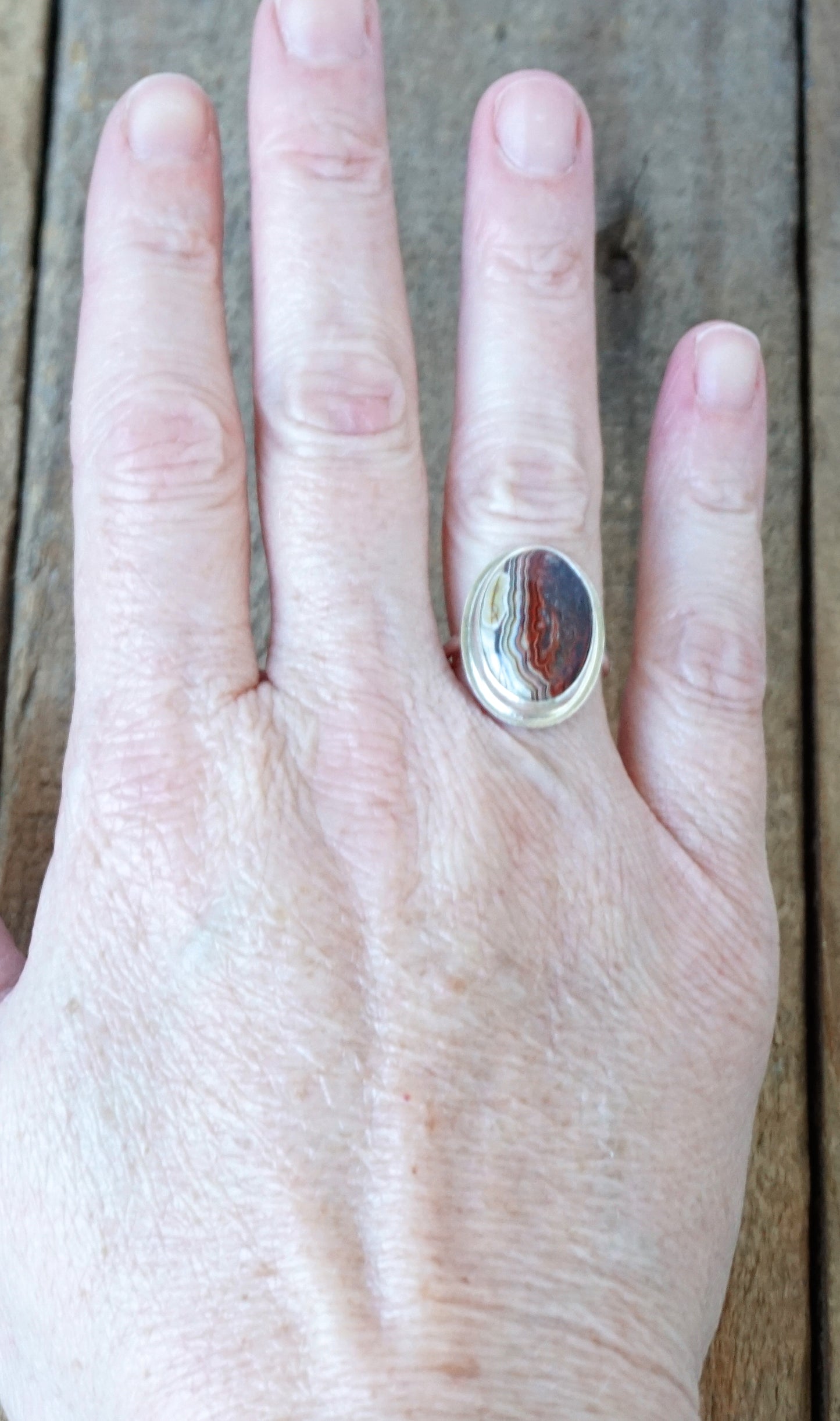 Size 7 Crazy Lace Agate Statement Ring