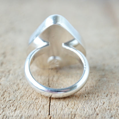 Size 7 1/4 Black Sea Glass Ring