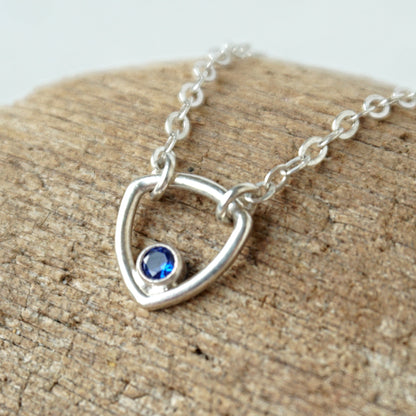 Sterling Silver Triangle Layering Necklace with Sapphire Blue Spinel
