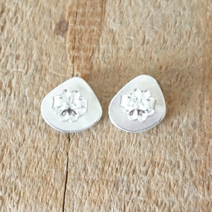 Clear Frosted Sea Glass Stud Earrings