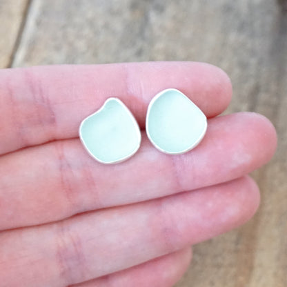 Seafoam Green Sea Glass Stud Earrings
