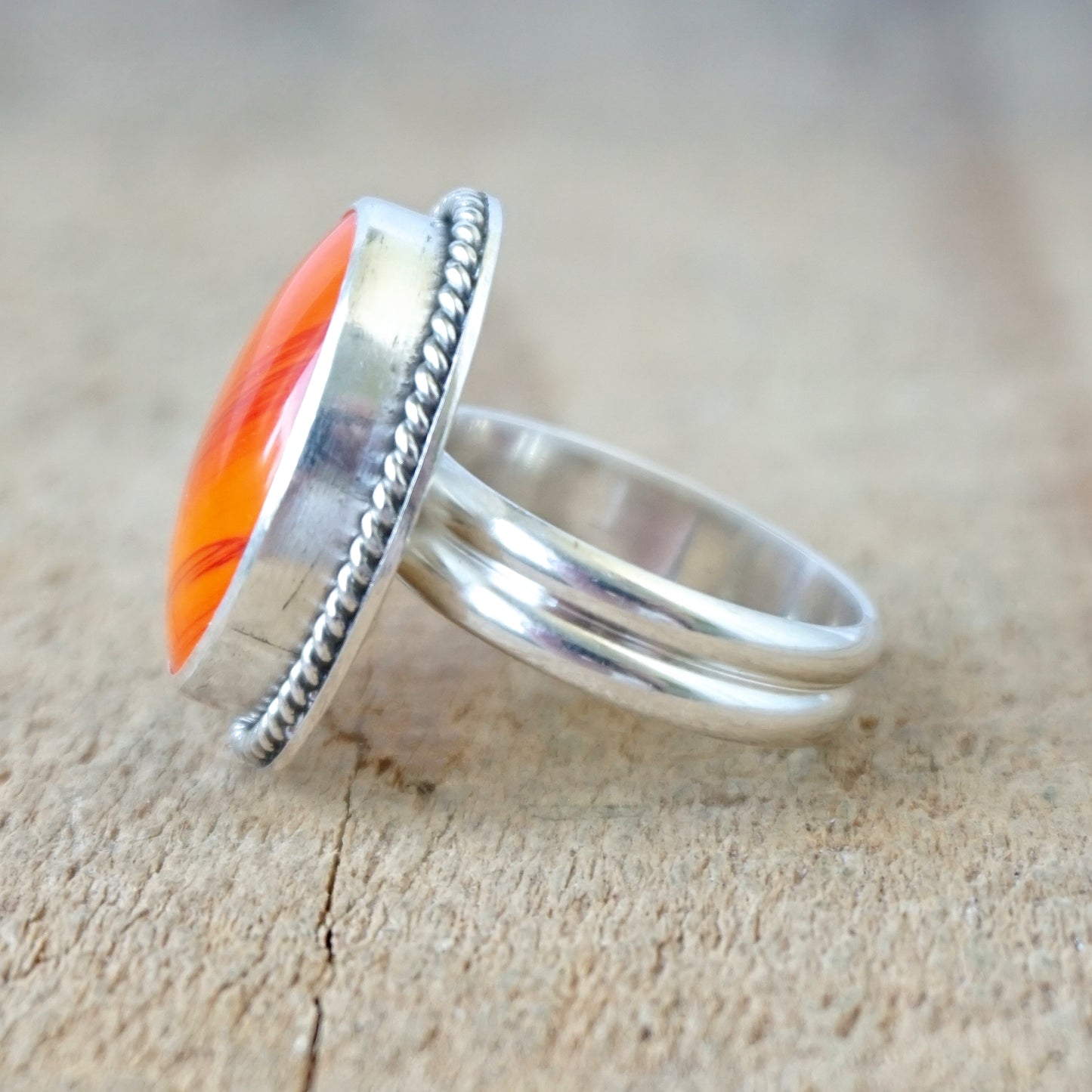 Size 8 1/2 Orange Rosarita Statement Ring