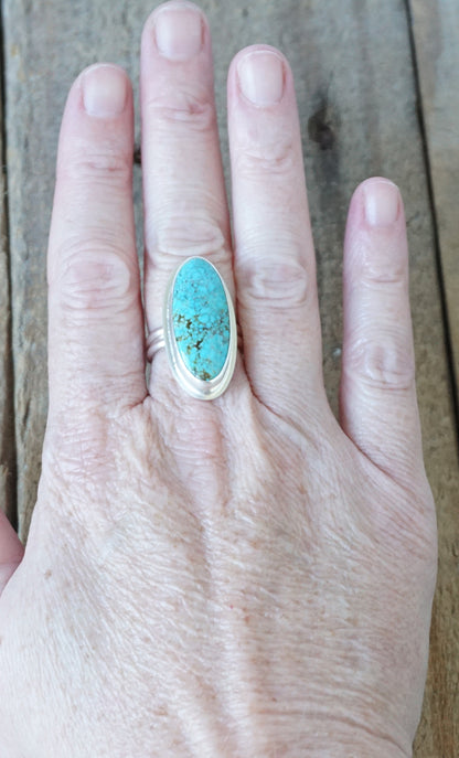 Size 8 Number 8 Turquoise Statement Ring