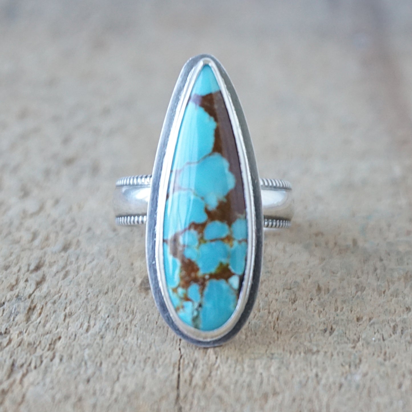 Size 9 1/2 Number 8 Turquoise Statement Ring