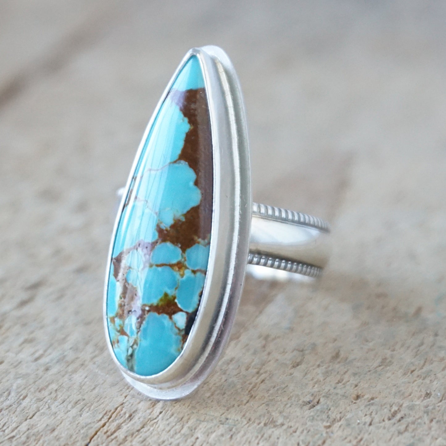 Size 9 1/2 Number 8 Turquoise Statement Ring