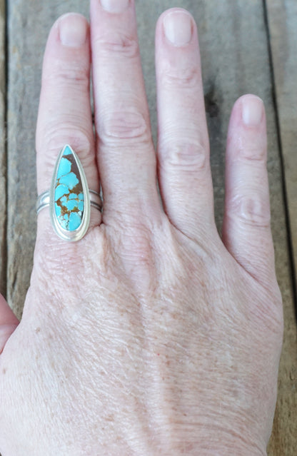 Size 9 1/2 Number 8 Turquoise Statement Ring