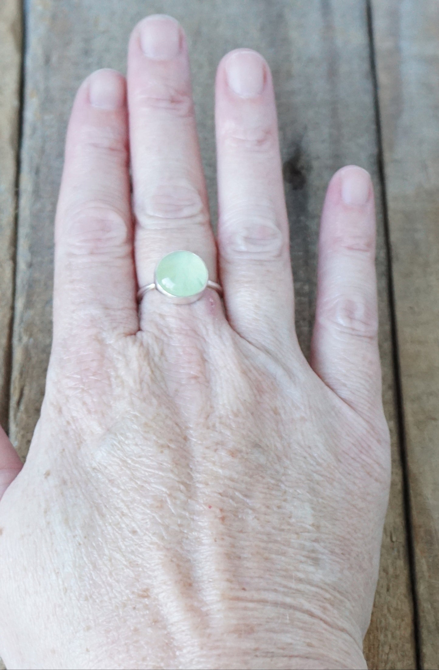 Size 7 1/2 Prehnite Stacking Ring