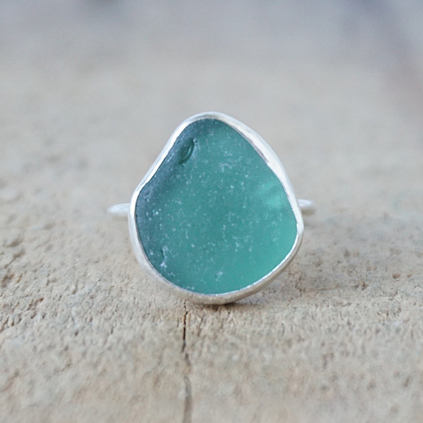 Size 7 1/2 Dark Green Sea Glass Stacking Ring