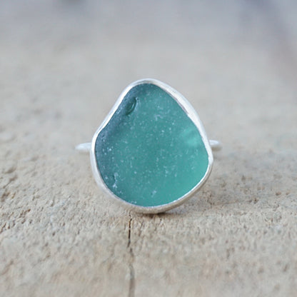 Size 7 1/2 Dark Green Sea Glass Stacking Ring
