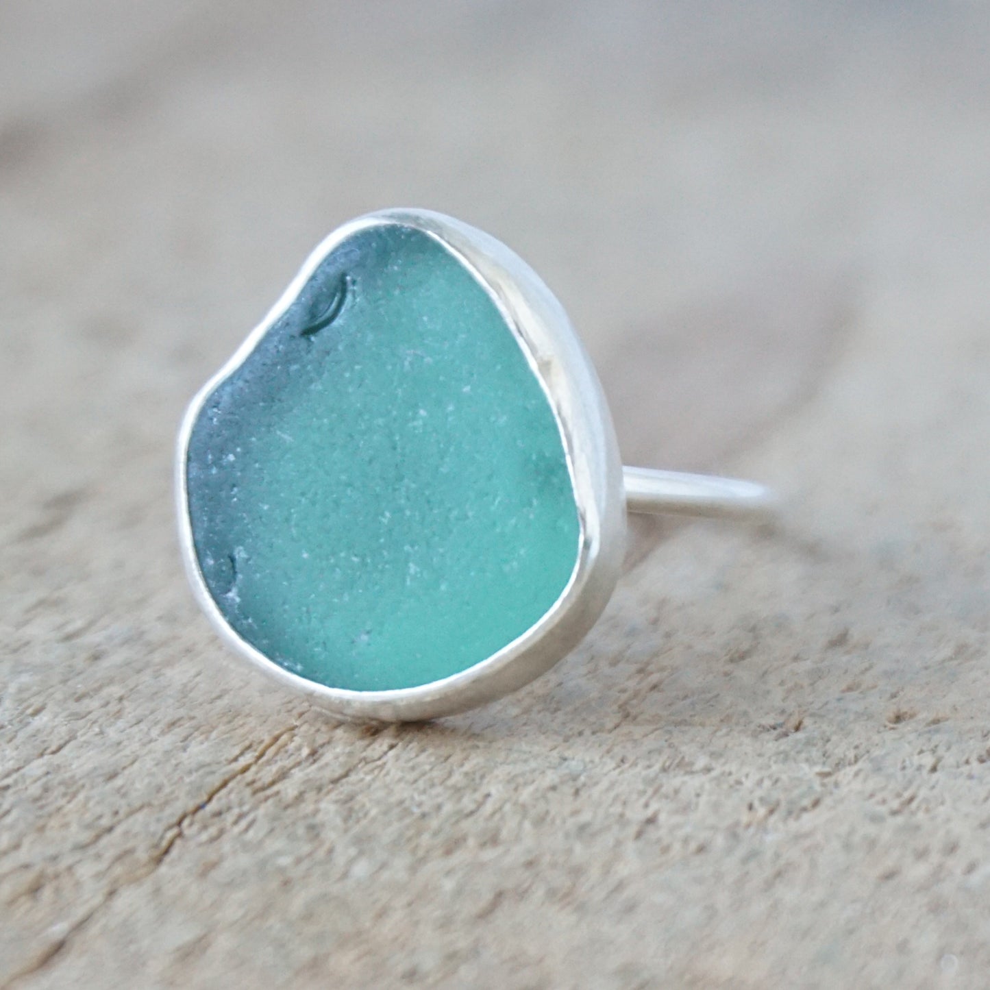 Size 7 1/2 Dark Green Sea Glass Stacking Ring