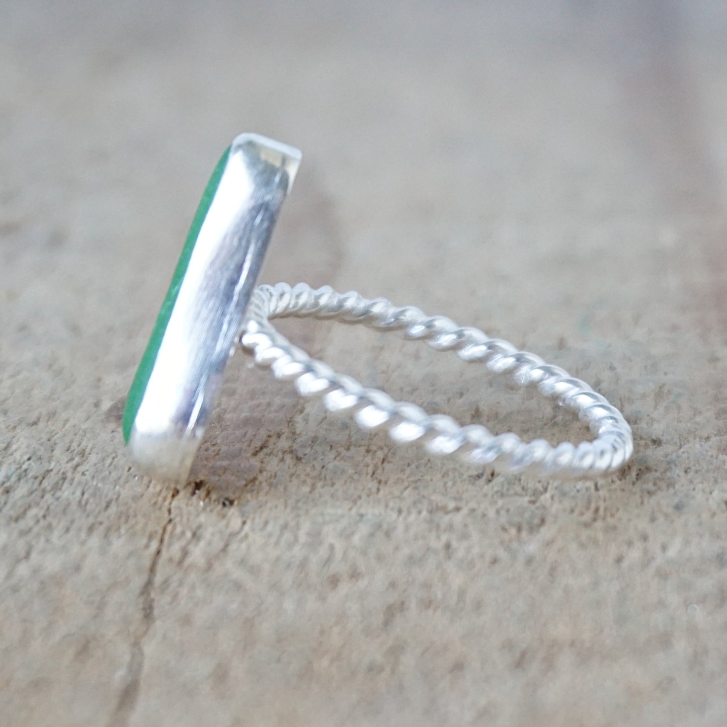 Size 9 1/4 Kelly Green Sea Glass Stacking Ring