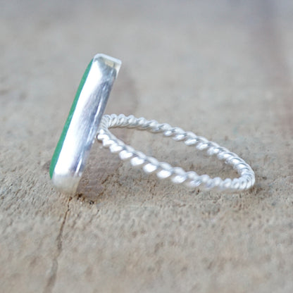 Size 9 1/4 Kelly Green Sea Glass Stacking Ring