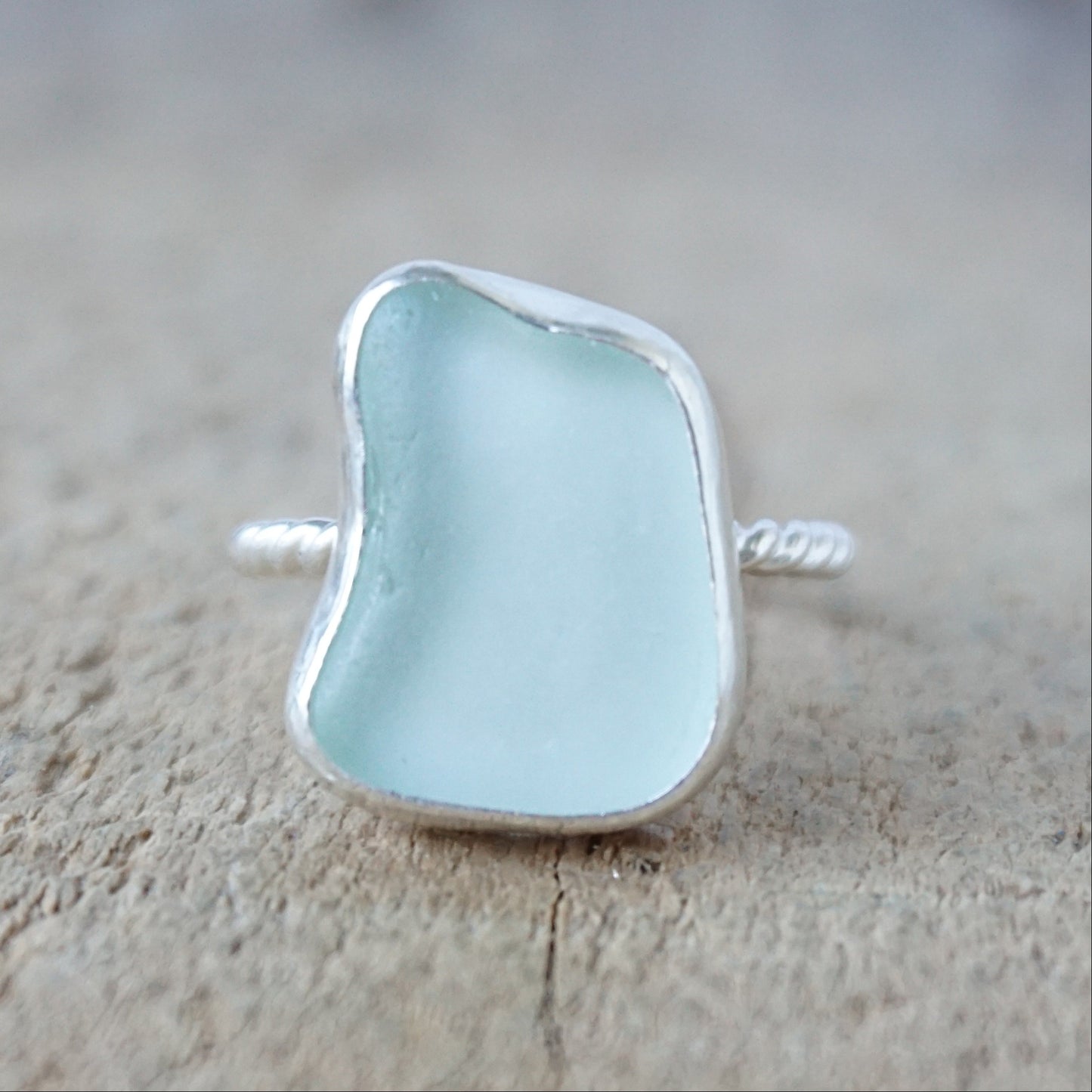 Size 8 1/2 Seafoam Green Sea Glass Stacking Ring