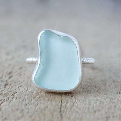 Size 8 1/2 Seafoam Green Sea Glass Stacking Ring