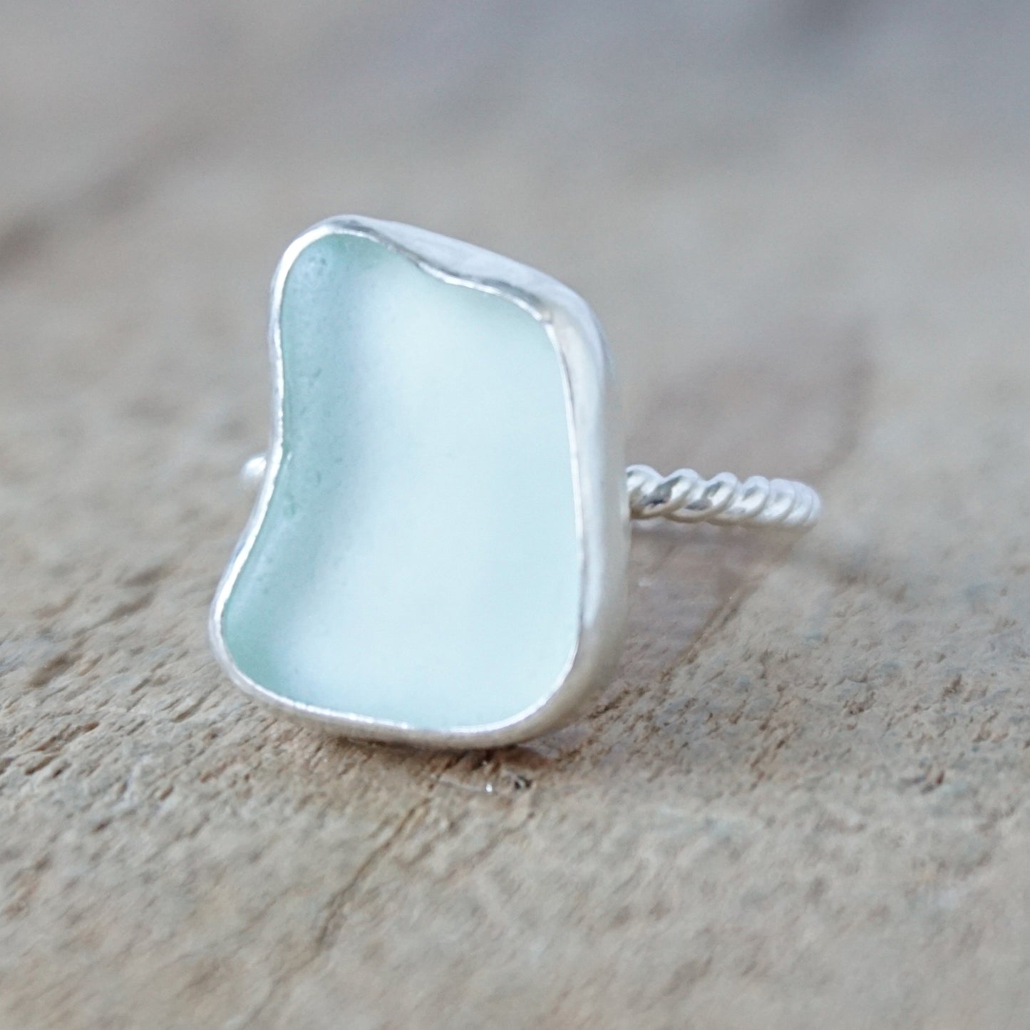 Size 8 1/2 Seafoam Green Sea Glass Stacking Ring