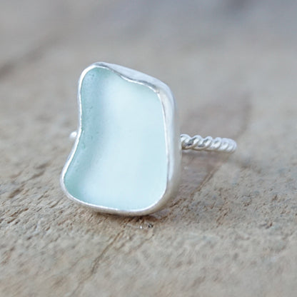 Size 8 1/2 Seafoam Green Sea Glass Stacking Ring