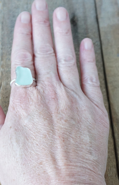 Size 8 1/2 Seafoam Green Sea Glass Stacking Ring