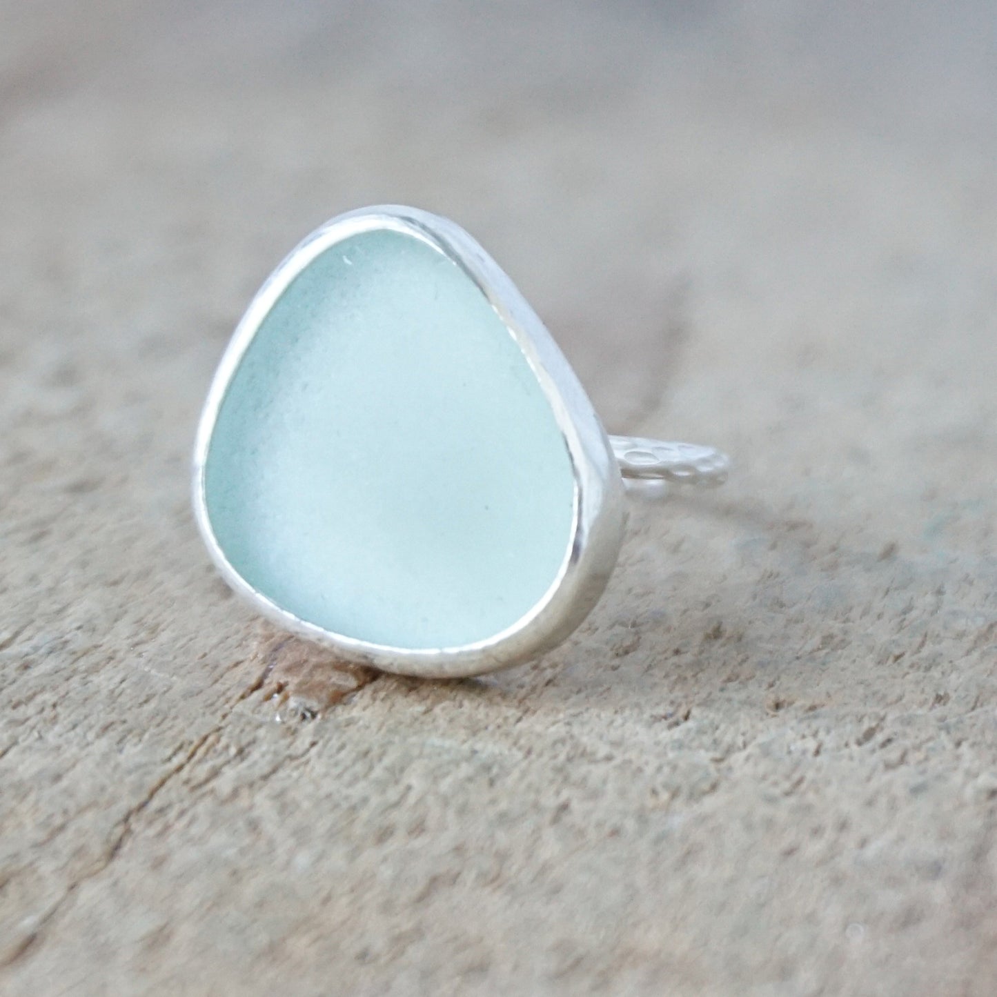 Size 7 1/4 Seafoam Green Sea Glass Stacking Ring