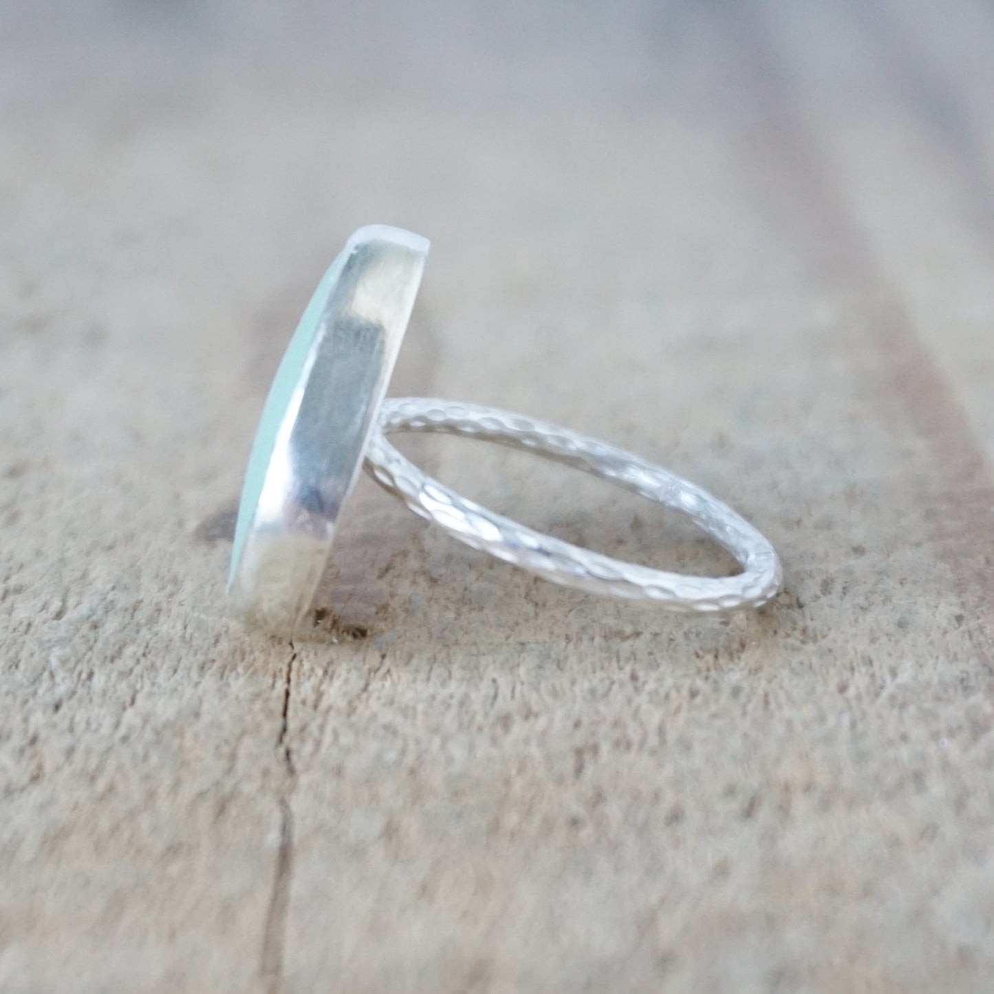 Size 7 1/4 Seafoam Green Sea Glass Stacking Ring