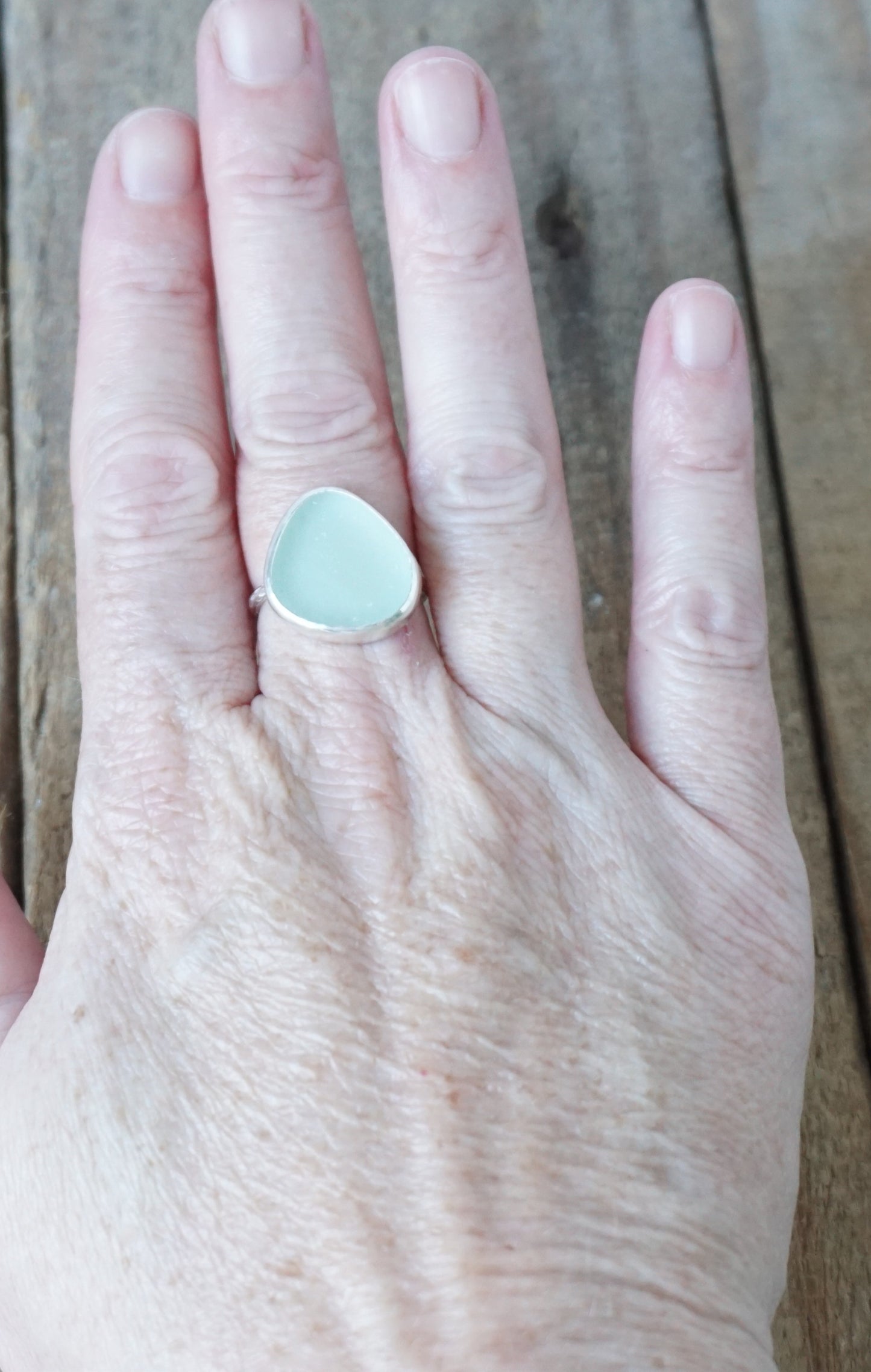 Size 7 1/4 Seafoam Green Sea Glass Stacking Ring