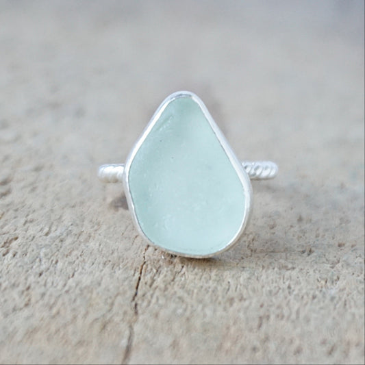Size 5 1/4 Seafoam Green Sea Glass Stacking Ring