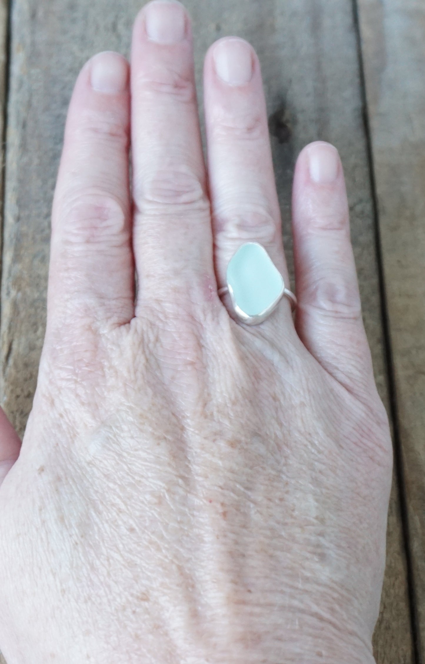 Size 6 1/2 Seafoam Green Sea Glass Stacking Ring