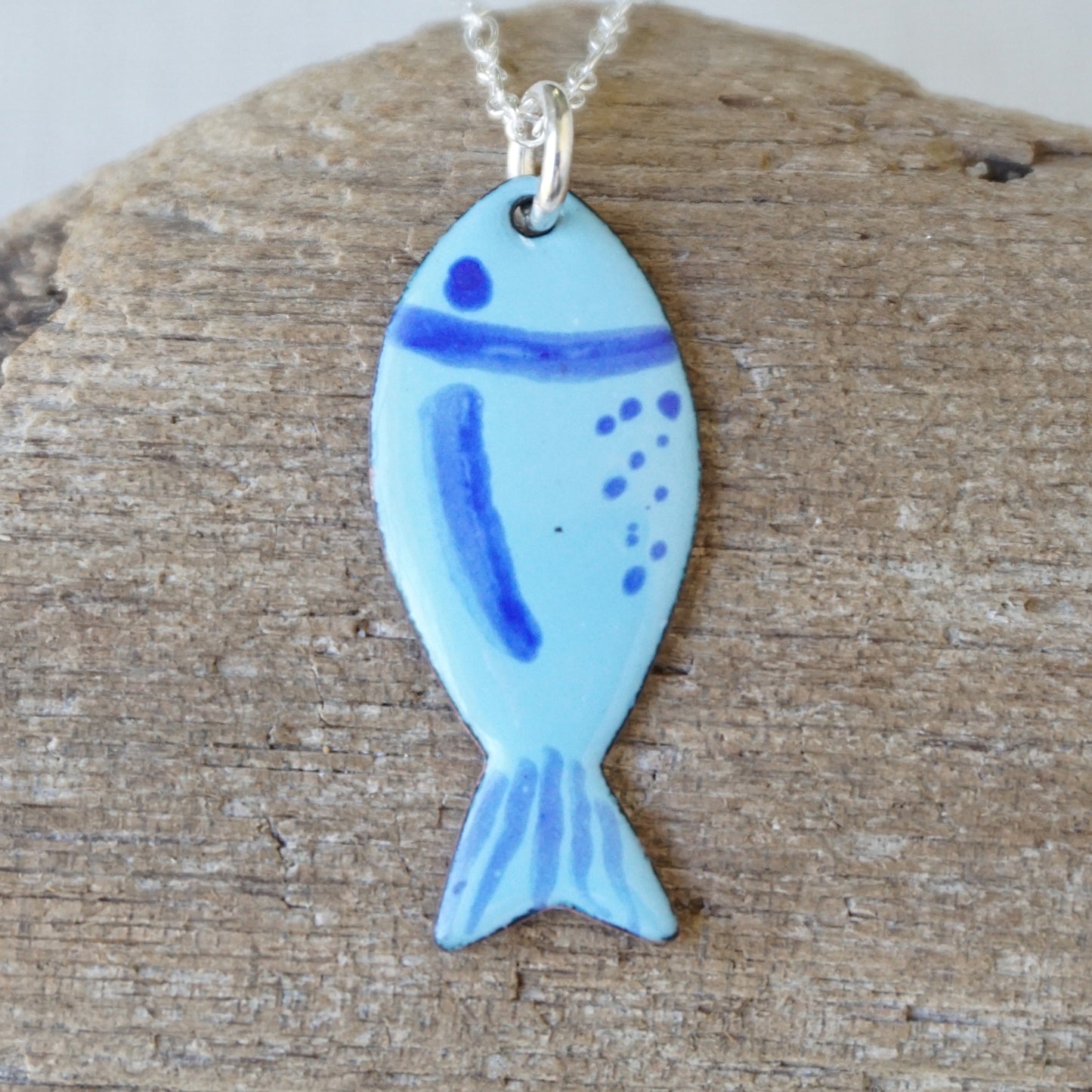 Light Blue Enamel Fish Necklace
