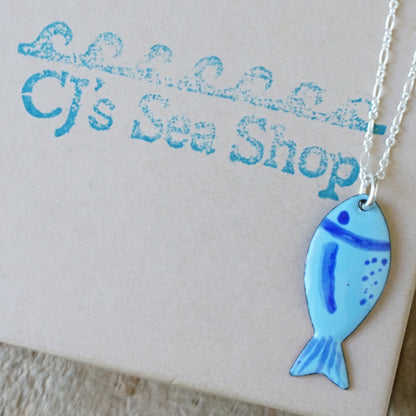 Light Blue Enamel Fish Necklace
