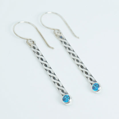 Tube Set Aqua Blue Cubic Zirconia Earrings