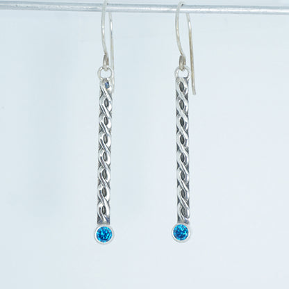 Tube Set Aqua Blue Cubic Zirconia Earrings