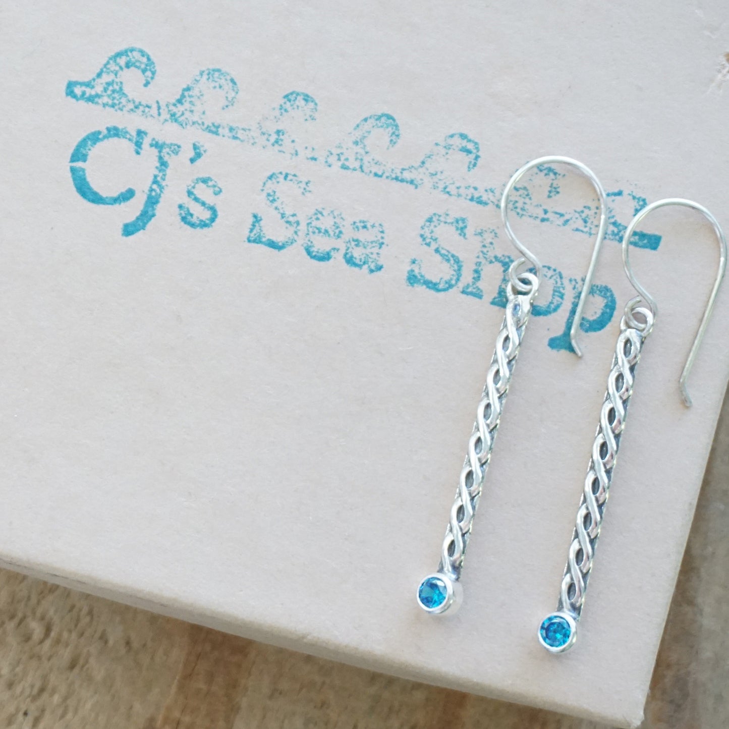 Tube Set Aqua Blue Cubic Zirconia Earrings