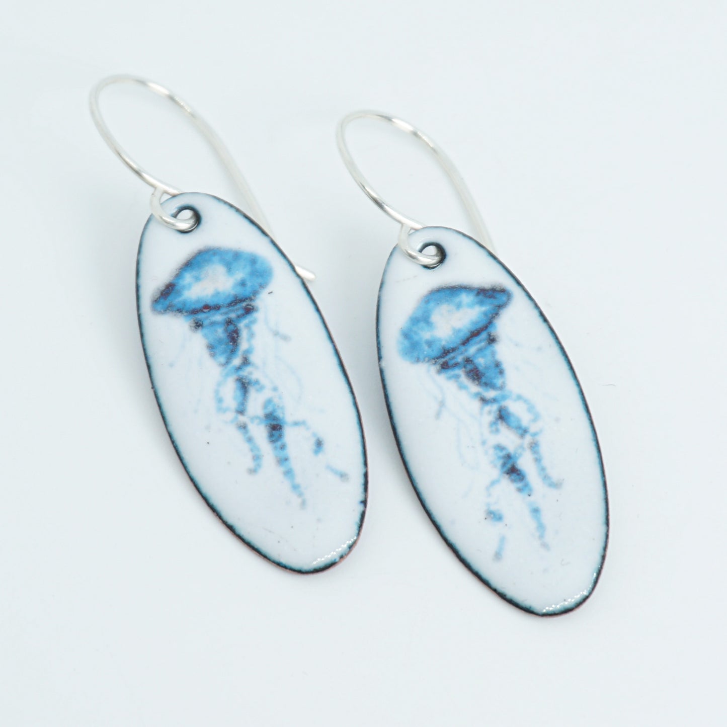 White Enamel Jellyfish Earrings