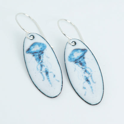 White Enamel Jellyfish Earrings