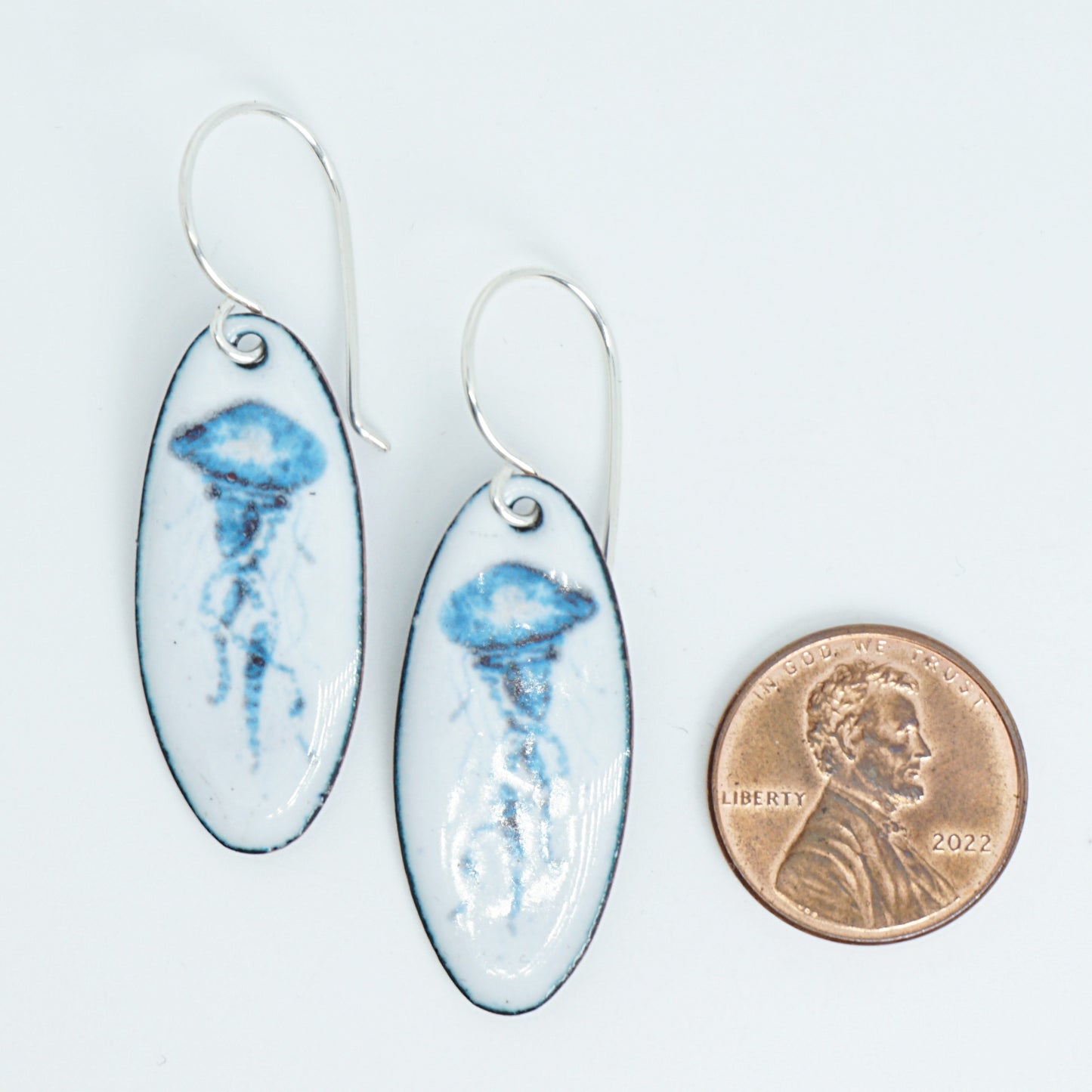 White Enamel Jellyfish Earrings