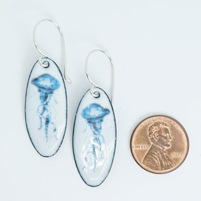 White Enamel Jellyfish Earrings