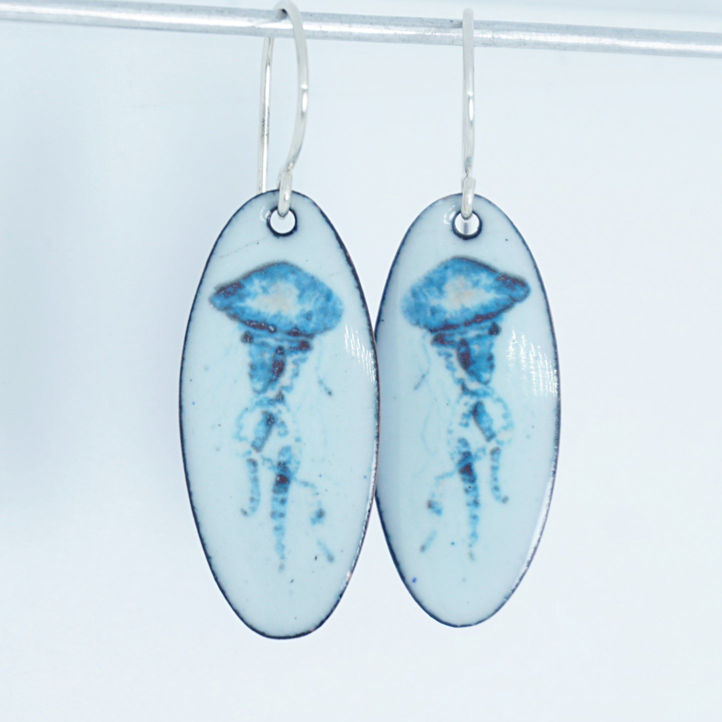 Light Seafoam Green Enamel Jellyfish Earrings