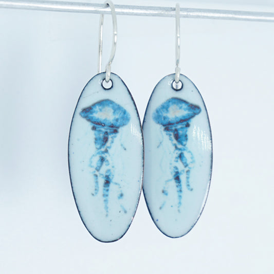 Light Seafoam Green Enamel Jellyfish Earrings