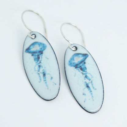 Light Seafoam Green Enamel Jellyfish Earrings