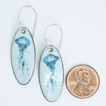 Light Seafoam Green Enamel Jellyfish Earrings